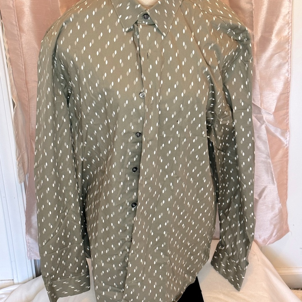 NWT Express Button Down Shirt Green Sz XL